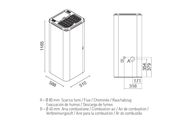 pelletkachel silence afmetingen